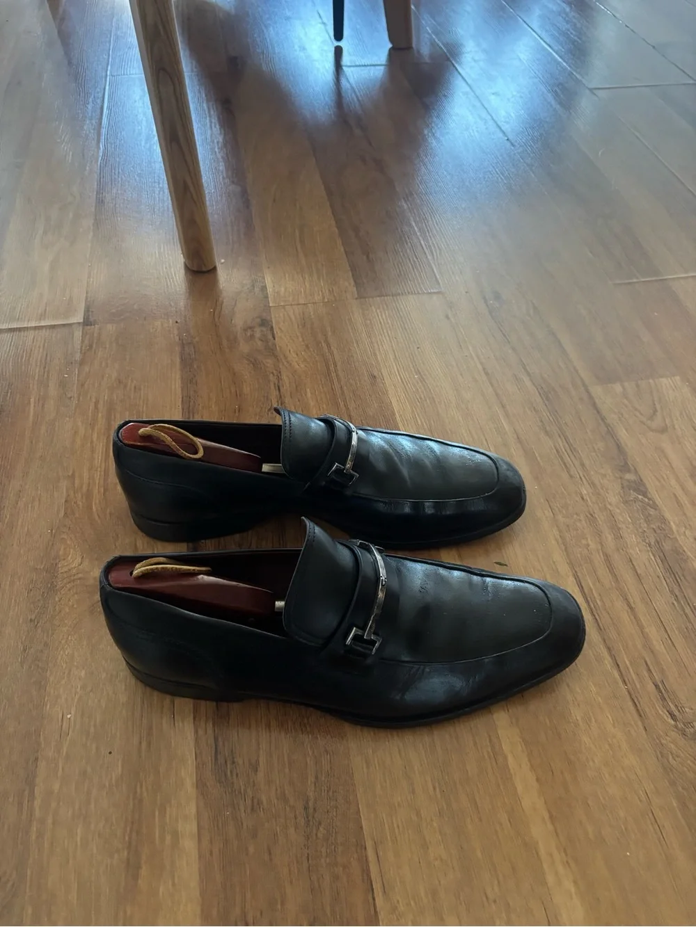 Gucci Black Leather Slip-On Loafers with Silver Bit